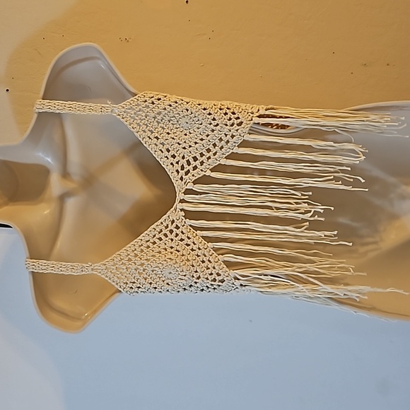 Hand Crafted Granny Square Crochet Top Summer Swimwear Beige Handmade Rhombus - Picture 17 of 17